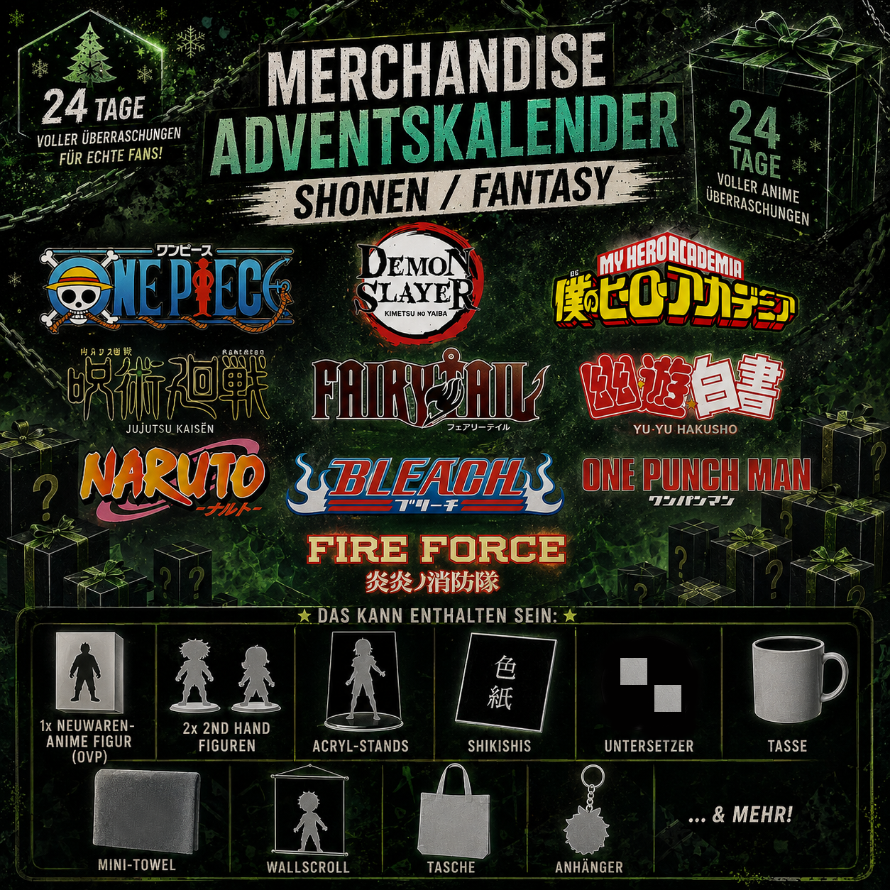 Adventskalender Merchandise - Shonen/ Fantasy 1 (inkl. 3 Anime-Figuren!)