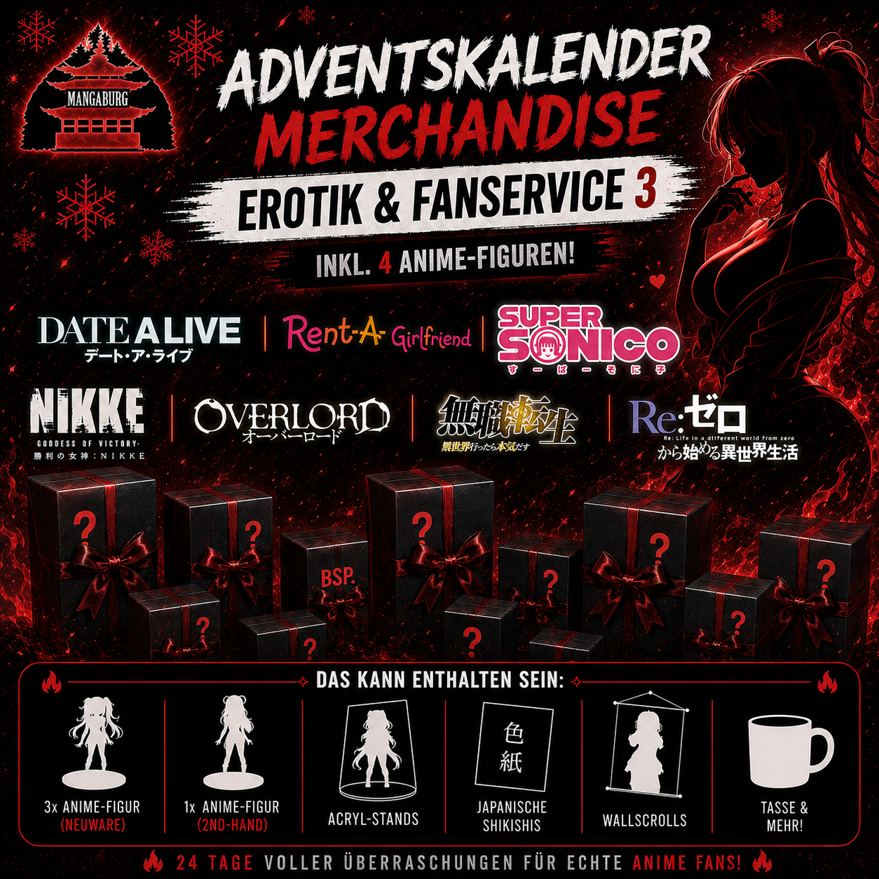 Adventskalender Merchandise - Ecchi & Fanservice 3 (inkl. 4 Anime-Figuren!)
