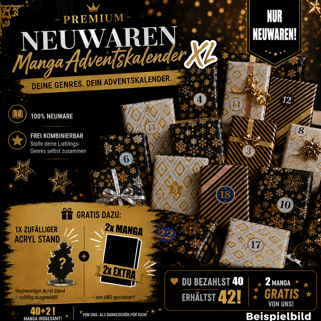 Adventskalender Manga - Neuware XL 🆕 + 1x Gratis Acryl Stand + 2x Manga!