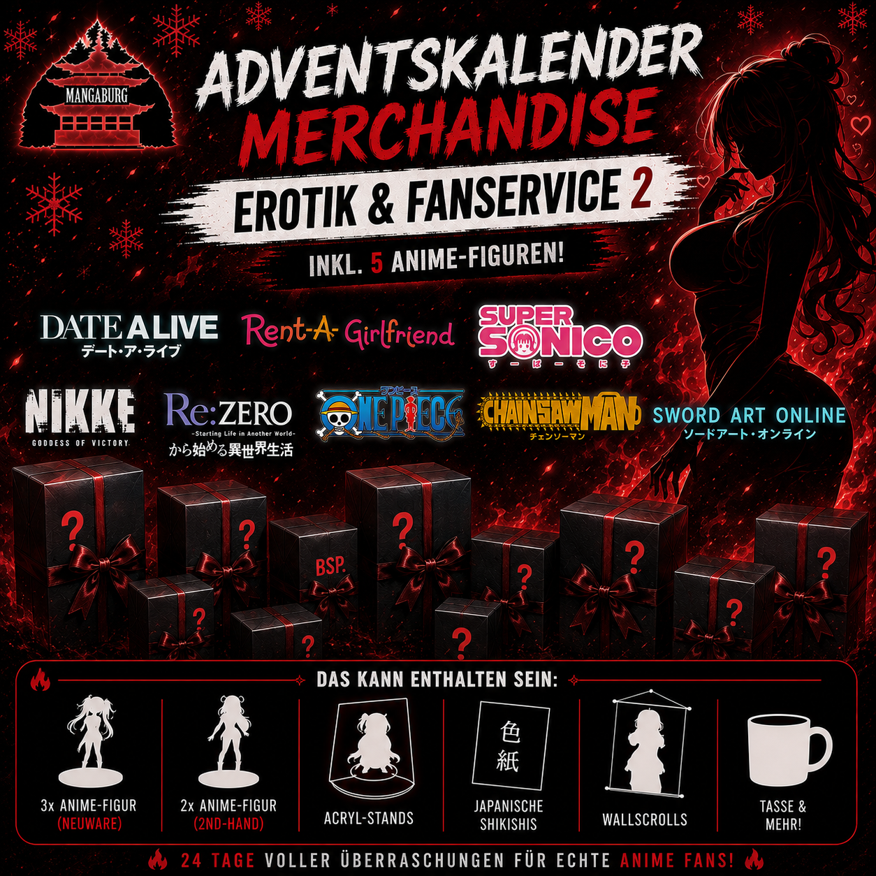 Adventskalender Merchandise - Ecchi & Fanservice 2 (inkl. 5 Anime-Figuren!)
