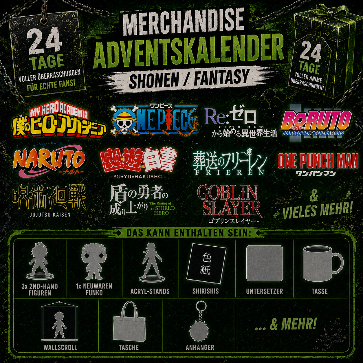 Adventskalender Merchandise -  Shonen/ Fantasy 4 (inkl. 4 Anime-Figuren)
