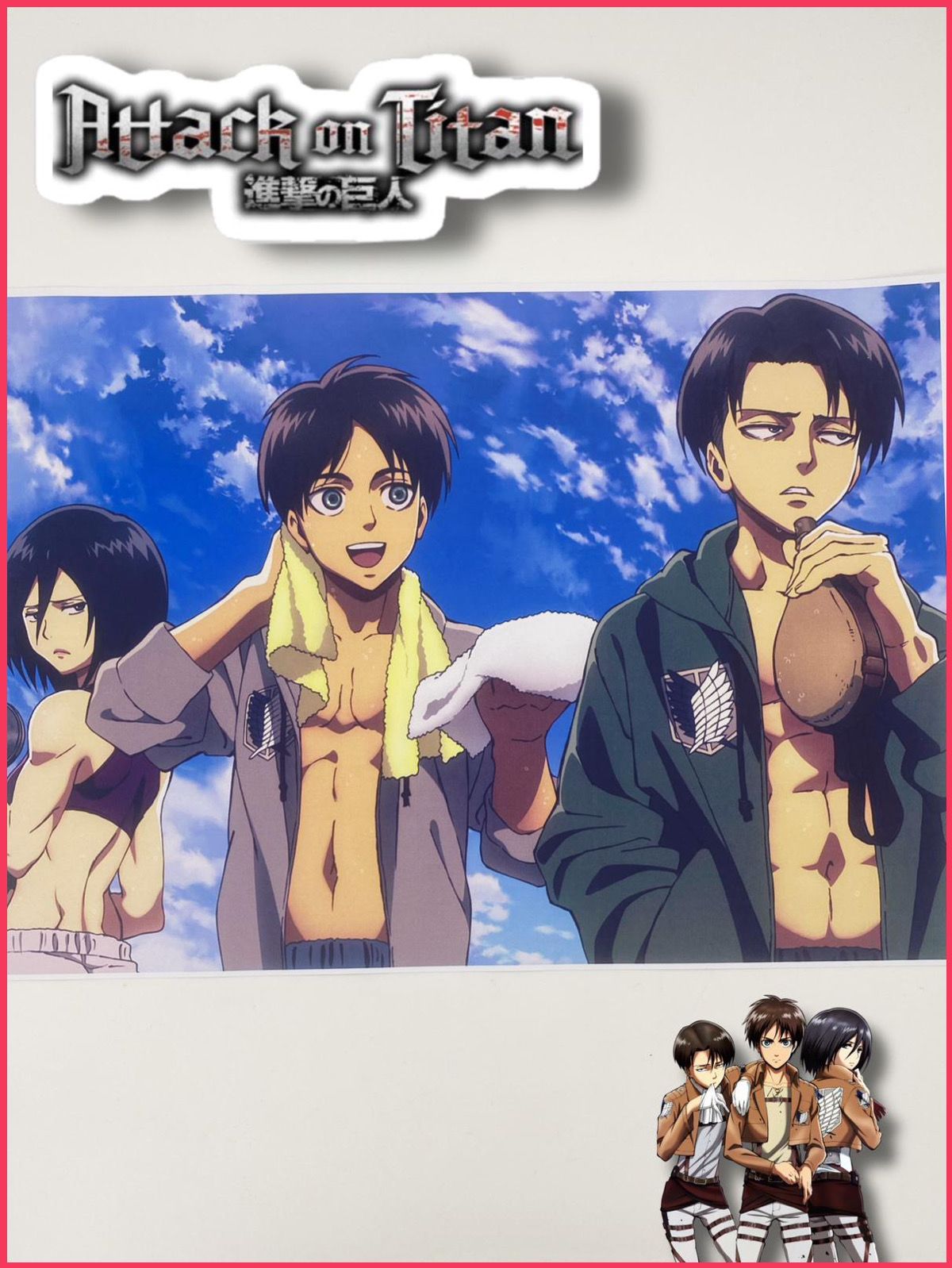 Attack on Titan Eren, Mikasa, Levi Poster DIN A3