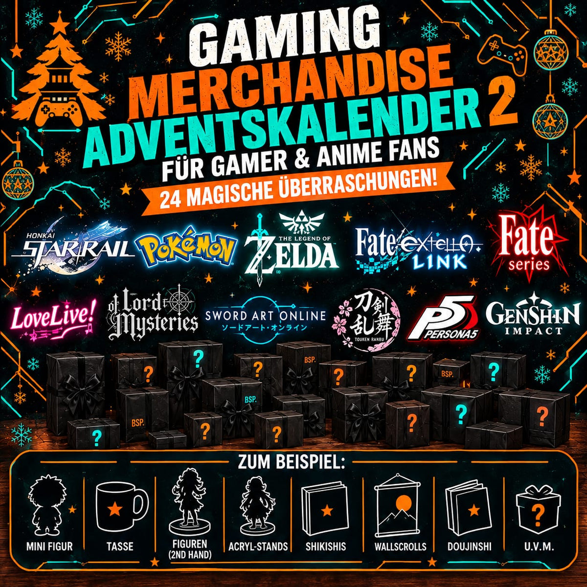 Adventskalender Merchandise - Gaming 2 (inkl. 2 Anime-Figuren!)